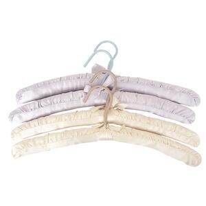 4 Satin Padded Hangers Yellow Purple
